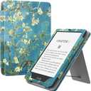 MoKo Case for 6.8" Kindle Paperwhite (11th Gen-2021) & Signature Edition, Slim PU Shell Cover with Auto-Wake/Sleep, Stand & Hand Strap, Almond Blossom