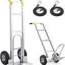 Aluminum Hand Truck Dolly Cart with 10" Pneumatic Tire,Hand Trucks Heavy Duty 600 LBS Capacity,Platform Hand Cart for Transport & Moving in Warehouse, Home, Office, Supermarket