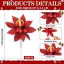 16 Pcs Glitter Christmas Ball Picks 7.87 Inch Red and Gold Poinsettia Ball Ornament Picks for Christmas Tree Decor Plastic Xmas Ornament Pick for DIY Crafts Xmas Vase Fillers Wreath Decor
