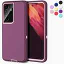 Aliruke for Samsung Galaxy S21 Ultra Case, Dust-Proof Port Cover, Full-Body Silicone Rubber Phone Case for S21 Ultra 5G(2021), Military Grade Drop-Proof Shockproof Non-Slip, Red/Purple