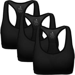 MIRITY Women Racerback Sports Bras - High Impact Workout Gym Activewear Bra (Medium, New Black*3)