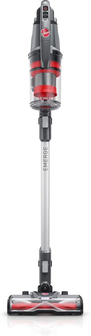 Hoover ONEPWR WindTunnel Emerge Cordless Stick Vacuum Cleaner, Lightweight Stick Vac, Powerful and Quiet Cleaning, Self Standing, No Wall Mount Required, Cordless Vacuum Cleaners for Home Use (Gray)