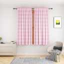 UPOPO Buffalo Check Window Curtains 63 inches Long Living Room Bedroom Cotton Plaid Gingham Farmhouse Rustic Decor Curtains 2 Panels Rod Pocket Kitchen Basement Curtain Panels Pink White 52"x63"