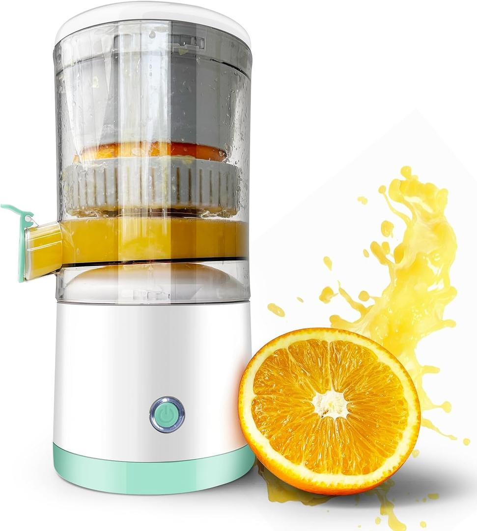 SUNHAIXIA Rechargeable Electric Juicer - Citrus Juicer with Type-c Rechargeable for Orange, Lemon and Grapefruit Juicing. (White-45Watts)