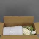 YJ Fake Flowers with Vase, Silk Roses Artificial Flowers in Vase, Faux Flower Plant Arrangement Suitable for Home Office Decoration, Dining Table Centerpiece(White)