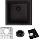 Elkay Quartz Classic ELG1616BK0C 15-3/4" x 15-3/4" x 7-11/16", Single Bowl Dual Mount Bar Sink Kit, Black (Sink + Grid + Drain)