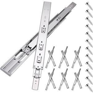 18 Inch Soft Close Drawer Slides for Kitchen Cabinets,Wardrobe Glides, Heavy Duty Side Mount Full Extension, 100 LB Ball Bearing Drawer Slides (6 Pairs) Silver
