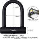 Venzio Heavy Duty U Lock Bike Set, Anti-Theft Bike Ulock with 14mm Shackle, 12mm5FT Steel Cable, Weatherproof U-Lock Set for Scooter, Bike, Motorcycle and Gate