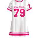 SOLY HUX Toddler Girl's Striped Jersey T Shirt Dress Number Graphic Short Sleeve Loose Summer Dresses Multicolor 7Y (White)