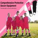 Soccer Shin Guards and Socks Kids Youth Lightweight Soccers Pads Defender with Ankle Protection Ski Shin Guards Football Equipment for Age 4-14 Toddler Boy Girl (Medium, Rose Red)