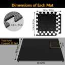20 Tiles EVA Interlocking Floor Mats, 12＂× 12＂ Thick Home Gym Flooring Mats, 20 Sq Ft Black Foam Tiles for Yoga, Workout, Jump Rope, Gym Equipment, Corner Layout, Play Area