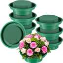Hahood 8 Packs Green Floral Foam Rounds in Bowls DIY Flower Arrangement Kit for Fresh and Artificial Flowers, 4.7 Inch Diameter, Simple Style, Flower Foam