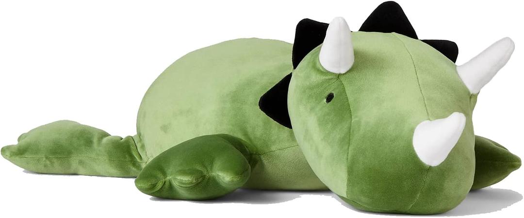 KOWSi 1.4 LB Weighted Stuffed Triceratops Animals Plush - 16 Inch Squished Long Dinosaur Jumbo Pillow - Soft Green Dino Stuffed Animal Toy - Lumbar Back Cushion Soothing for Kids Adults (Triceratops)