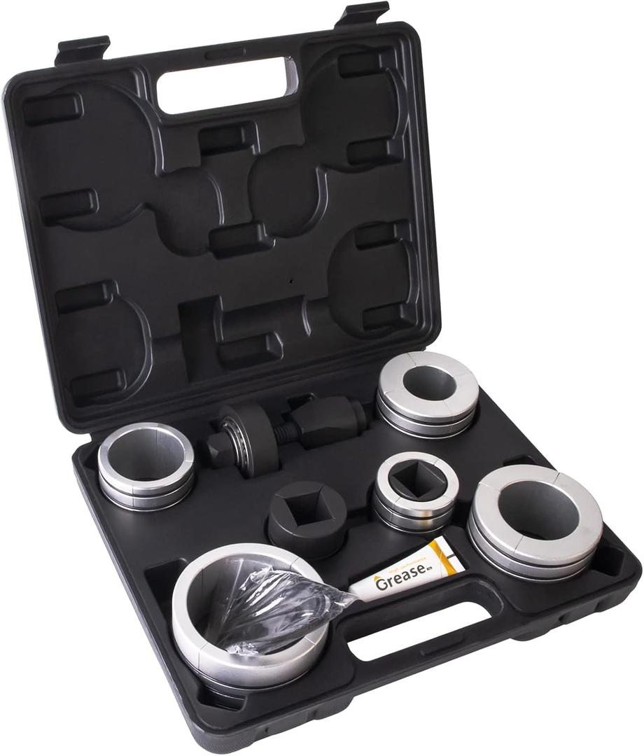 Upgraded Exhaust Pipe Expander Kit & Stretcher Tool Set, 1-5/8" to 4-1/4" for Tail Pipe Muffler, with Storage Case & EXTRA Rubber Rings, 12PC Heavy-Duty Collets for Automotive Repair