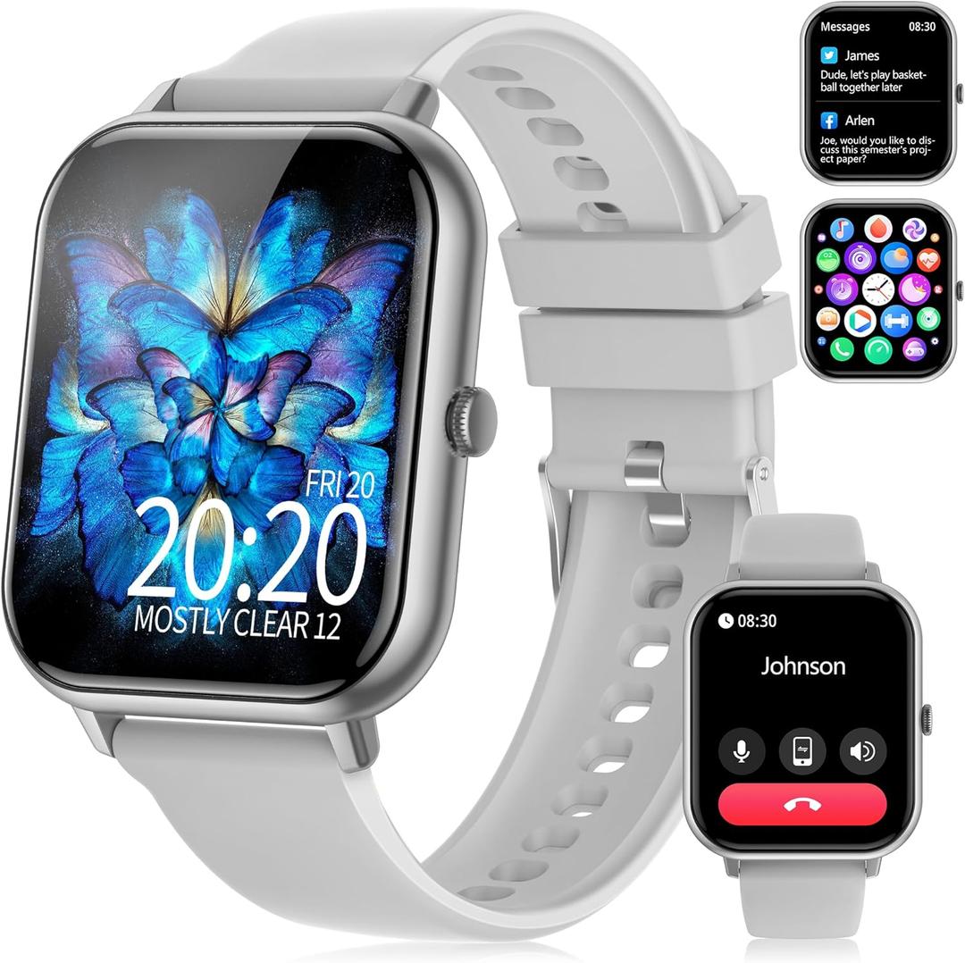 Smart Watch for Men Women, 1.83" HD Fitness Tracker with Answer/Make Calls, Heart Rate/Blood Oxygen/Sleep Monitor, Pedometer, Calories, 120+ Sports Mode, IP68 Waterproof Fitness Watch for Android iOS (Silver)