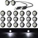 TMH 3/4 Inch Mini White Light 3 LED with Connector Plug Clearance Markers Side Marker Indicator Lights Mini Round Front Rear with Grommet for Truck Trailer Lorry Bus 12V DC (Pack of 20)