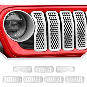 JeCar Mesh Grill Inserts for 2024+ Jeep Wrangler JL JLU Gladiator JT (White)
