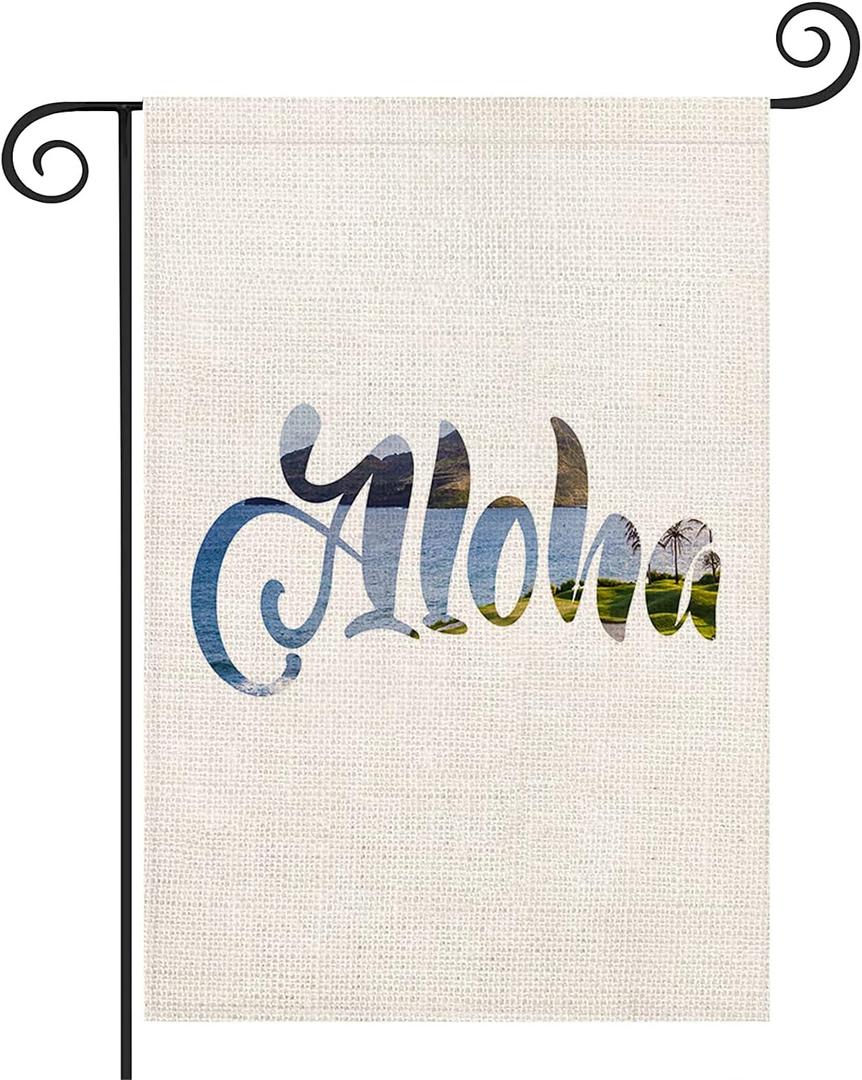 Aloha Summer Garden Flag Vertical Double Sided, Hawaii Beach Flag Yard Outdoor Decoration Small Garden Flag 12.5 x 18 Inch