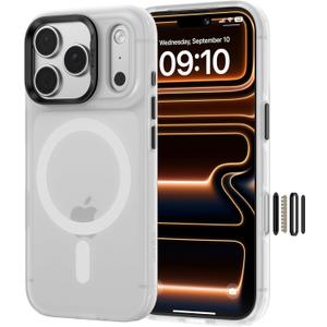 BENKS Magnetic Case for iPhone 17 Pro with Camera Control Button, Compatible with MagSafe, Slim Translucent Matte Shockproof Protective Phone Case, White