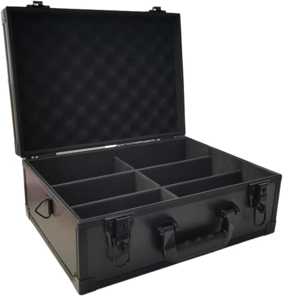 2700+ Cards Storage Box, Secure Lockable Card Case with Shoulder Strap, Heavy-Duty Acrylic Trading Card Organizer with 6 Dividers for TCG, CCG and Sports Cards (Black)