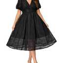 EYWOL Plus Size Wedding Guest Dress Midi: Black Cocktail Dress - Evening Gowns for Women Formal - Tea Party Dresses Size 2XL