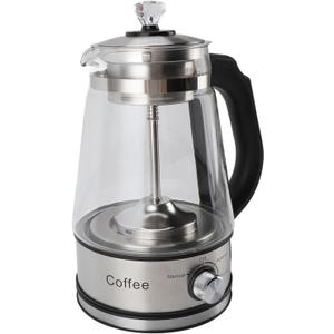 600W Electric Tea Maker Kettle with 4 Gears Keep Warm, Glass Tea Maker Pot for Coffee, Hot Water Needs 1L