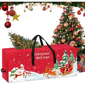 7.5 Ft Christmas Tree Storage Bag, 600D Oxford Waterproof with Reinforced Handles, Double Zipper Wide Opening, Extra-Large Foldable Dust-Proof Bag for Christmas Trees and Decorations (Red)