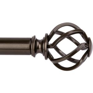 KAMANINA Bronze Curtain Rod for Windows 66 to 120 Inch (5.5-10ft), 1 Inch Heavy Duty Curtain Rods 32 to 120, Long Decorative Single Drapery Rods, Twisted Cage End