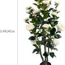 3.4ft Artificial Camellia Tree | White Flowers & Green Leaves | Indoor Outdoor Decor, No Maintenance (2 Pack - White)