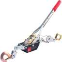 Come Along Winch,2 Ton Capacity with 12FT Steel Cable,Heavy Duty Come Along Tool with Dual Gears,2 Hooks,Hand Winch Tool for Road Vehicle Recovery and Pulling Tree,Fence Stretcher,Frame