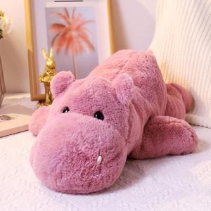 Weighted Stuffed Animals 23.6" 4.5lbs, Soft Pink Hippo Stuffed Animal, Medium Cuddly Weighted Hippo Plush for Comfort