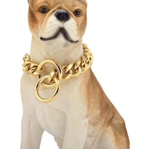 PRADOG Dog Collar Chain Gold 19mm Cuban Link Collar Chains Stainless Steel Metal Slip Collar Gold Pet Necklace for Large Dogs 26" (Neck Fits 22"-24") PRADOG Dog Collar Chain Gold 19mm Cuban Link Collar Chains Stainless Steel Metal Slip Collar Gold Pet Necklace for Large Dogs 26" (Neck Fits 22"-24")