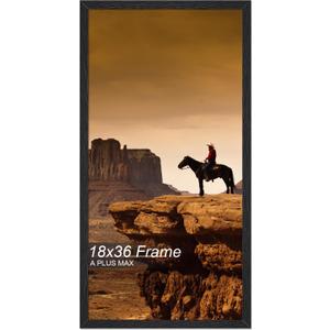 A PLUS MAX 18x36 Picture Frame, Black Engineered Wood Frame for 18 x 36 Inch Picture Poster Photo, Light Weight 18 by 36 Frame with Wood-grain for Wall - 1 Pack/Black/18 x36