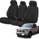Truck Seat Cover Compatible with 2011-2014 Ford F150-F550 Front 40/20/40 Split Seat with Opening Center Console and Integrated Center Seat Belt, Dutch Velvet Fabric (Black)