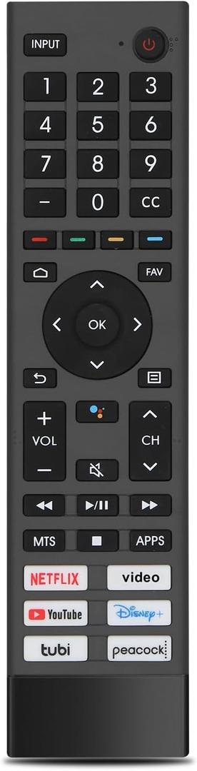 for Hisense Tv Remote Replacement,Universal Remote Control for Hisense Android Smart TVNo Voice, No Pairing Needed-Not for Hisense Fire & Roku TV, for Hisense Black