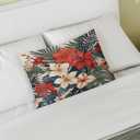 Tropical Floral Satin Pillowcase for Hair and Skin, Standard Size Slip Silk Pillow Covers Satin Pillowcase Without Zipper Pillow Cases 20"x26" Silk Pillowcases for Bedroom Sofa Home Decor (Flower9)