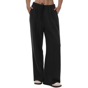 CAMPSNAIL Wide Leg Sweatpants Women - Baggy High Waisted Straight Leg Loose Sweat Pants with Chic Seams Drawstring Pockets S