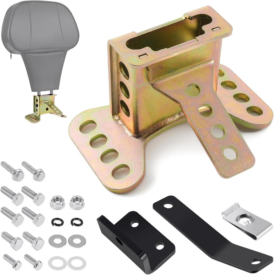 Benlari Driver Backrest Bracket, Adjustable Rider Driver Backrest Mounting Hardware Kit Fit for Harley Davidson Touring Street Glide Road Glide Electra Glide Road King CVO 1988-2024, Colored Zinc