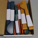 Reusable Plastic Serving Utensils Set of 24, 10" Wheat Straw Large Serving Set - Slotted Spoons/Tongs, for Party Buffet Catering (Orange/Blue/Yellow/Green, Not for Cooking)