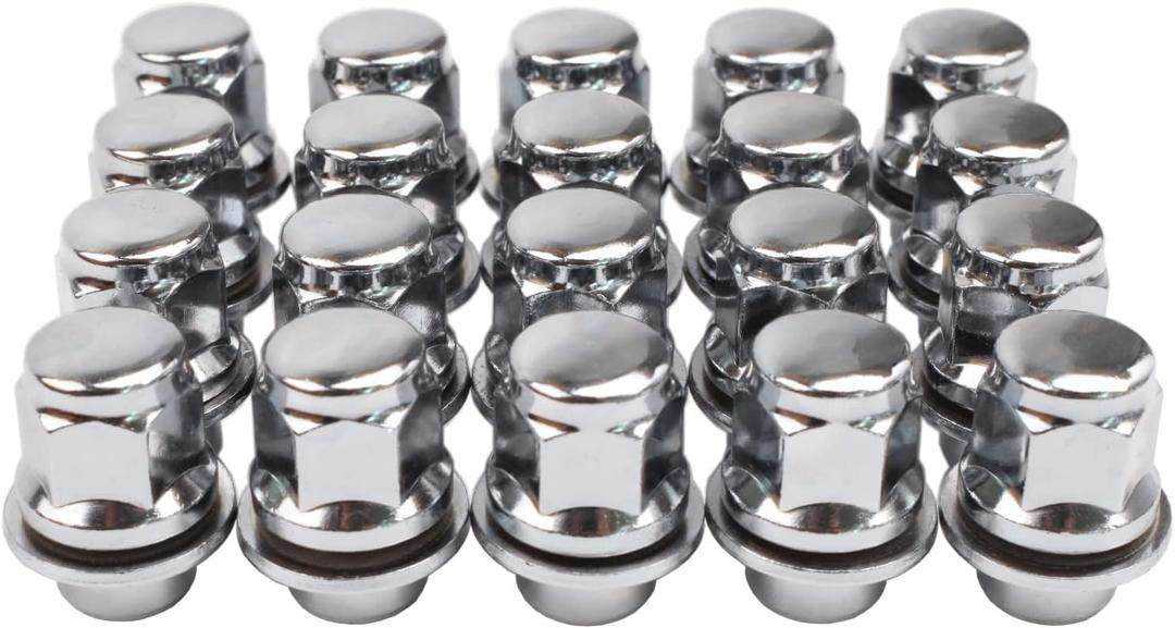M12x1.25 Lug Nuts with Mag Flat Seat 24 pcs 13/16" 21mm Hex 1.46x1.18 Chrome Compatible with Frontier NP300 Titan (Non XD)