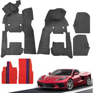 Floor Mats Floor Liners Carpet Compatible with for Corvette C8 Coupe 2020 2021 2022 2023 2024 2025 2026 Accessories, All Weather Anti-Scratch Wear-Resistant 360 Full Floor Protector (Black)