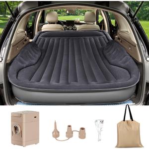 Self-Inflating SUV Air Mattress with Built in Electric Pumpcar air Mattress with Pillow for TrunkPortable car Mattress for Travle and Camping, Black