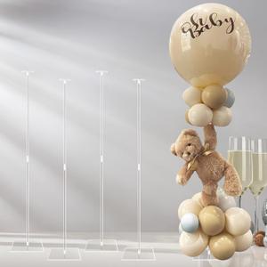 OurWarm Clear Acrylic Balloon Stand kit, 31.5 Inch 4 pack Balloon Sticks with Base for Table Centerpiece, Balloon Holder for Birthday Party Baby Shower Graduation Wedding Decor (Balloons Not Included)
