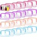 24 PCS Clear Toiletry Bag, Cosmetic Bag for Travel Makeup Organizer TSA Approved Pouch - Multicolor, Medium (6Blue+6Pink+6Rose+6Purple)