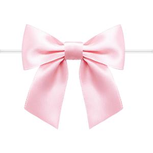60 Pack Twist Tie Bows 3.3 Craft Bows Satin Ribbon Bow for Gift Wrapping, Treat Bags, Party Favors & Craft Decoration Light Pink