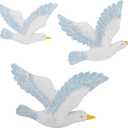 HEALLILY 3pcs Wall Art Resin Seagulls Sea Birds Statue Wall Hanging Decor Nautical Ornaments Coastal Beach Decor for Bedroom Living Room