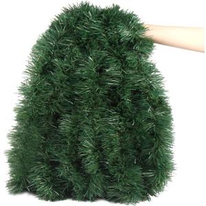 Christmas Garland Decoration Green Hanging Ornament Realistic Faux Twigs for Holiday Home Decor for Walls Doors and Parties