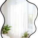 CULER Irregular Black Bathroom Wall Mirror,30 x 40 Inch Asymmetrical Vanity
Modern Tempered Glass Mirror for Bedroom,Living Room,Entryway