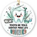 8 x Christmas Dentist Gifts for Women Men - Thank You Dentist Ornaments 2025, Appreciation Assistants Students Dental Hygienist Gifts, Ceramic Tooth Christmas Ornament for Christmas Tree Decoration