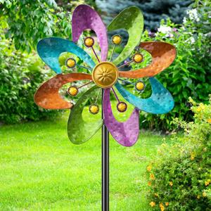 Metal Wind Spinners Outdoor, 360 Wind Sculpture Spinner with Metal Stake, Waterproof Spinners Green Kinetic Wind Spinner for Yard Lawn Decor (A- Colourful 1PC) Metal Wind Spinners Outdoor, 360 Wind Sculpture Spinner with Metal Stake, Waterproof Spinners Green Kinetic Wind Spinner for Yard Lawn Decor (A- Colourful 1PC)